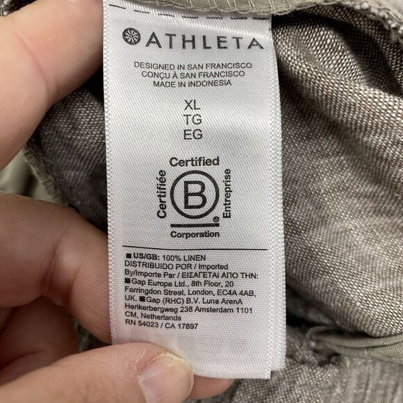 Athleta Women's XL Linen Beige Drawstring Elastic‎ Waist Band Pull On Pants - Picture 5 of 5